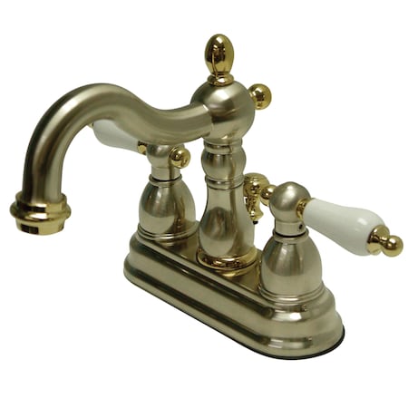 Kingston Brass 4" Centerset Bathroom Faucet, Brushed Nickel/Polished Brass KB1609PL